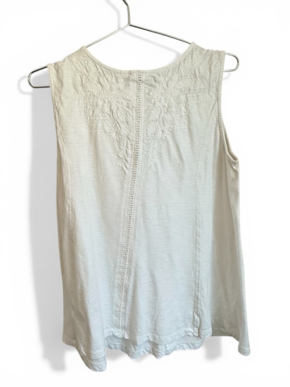 Coldwater Creek White Embroidered Cotton Tank Top V-Neck A-Line Medium - Picture 3 of 7